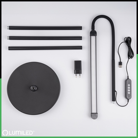 LED 14W CCT stmívatelná stojací lampa s nastavitelnou výškou LONGA 2 černá LUMILED