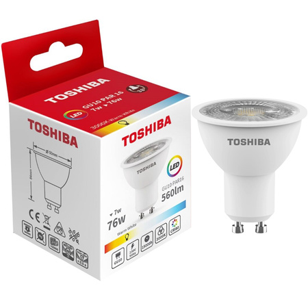 GU10 LED žárovka 7W = 76W 560lm 3000K teplá bílá reflektor TOSHIBA