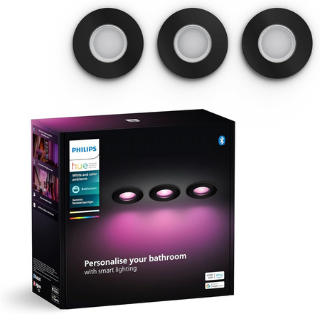 LED Xamento 3x 4,2W IP44 CCT RGB Kruhové černé svítidlo do koupelny PHILIPS HUE Bluetooth
