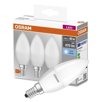 3x LED žárovka E14 B35 5W = 40W 470lm 4000K neutrální bílá OSRAM