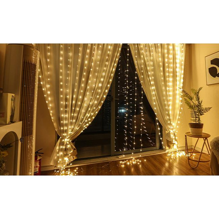 LED závěs USB 5V 300xLED s dálkovým ovládáním 2700K LVT