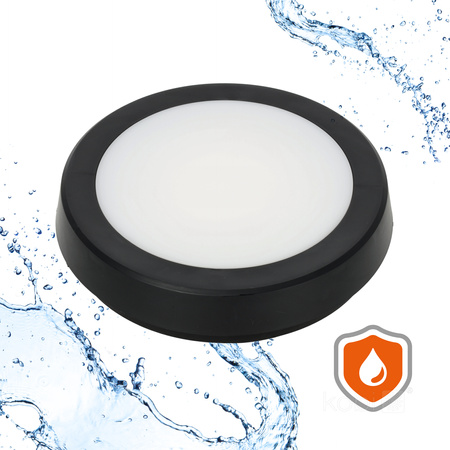 LED stropní svítidlo do koupelny s povrchovou montáží 12W 1140lm 4000K 120° s pohybovým a soumrakovým senzorem černé IP65 Nairos Kobi