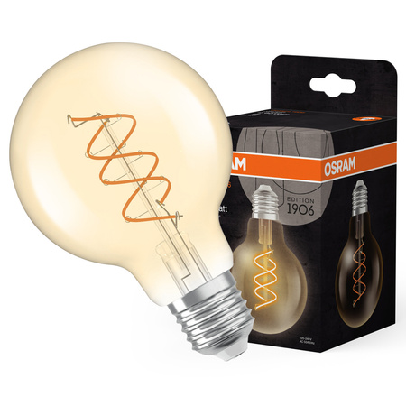 Dekorativní LED žárovka G80 Sphere E27 8W = 60W 806lm 2200K teplá bílá CRI90 300° Amber Dimmable Vintage 1906 Osram