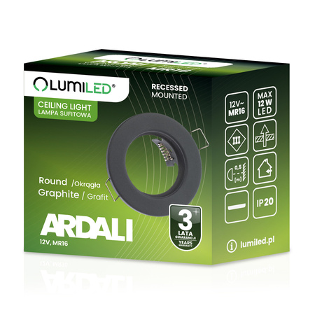 6x LUMILED ARDALI Graphite MR16 GU10 kruhové svítidlo pro zapuštěnou montáž