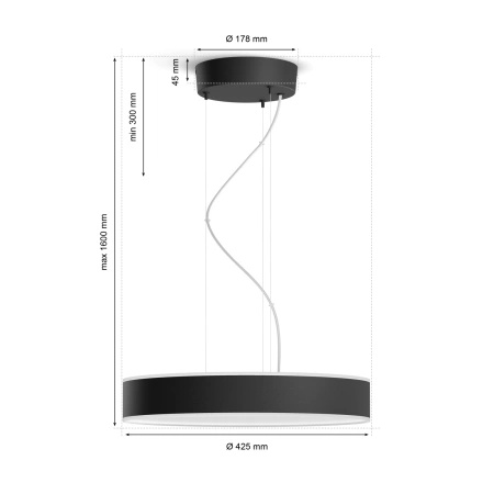 ENRAVE LED stropní závěsné svítidlo černé 33,5W CCT PHILIPS HUE Bluetooth + stmívač