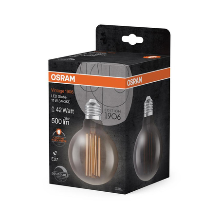 Dekorativní LED žárovka E27 G95 11W = 42W 500lm 1800K Teplá bílá 320° vlákno stmívatelné OSRAM Vintage 1906