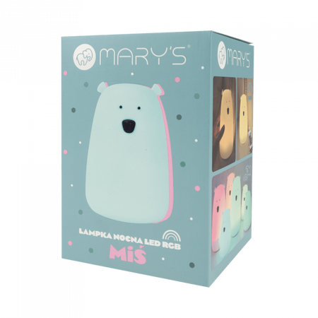Dětské noční LED světlo 0,4W 3000K teplé + vícebarevné RGB USB dobíjecí 1200mAh modré + dálkové ovládání VELKÝ MÉĎA MÁRIE
