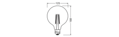 LED žárovka G125 E27 5,9W = 60W 806lm 2700K Warm 300° Filament Performance Class Ledvance