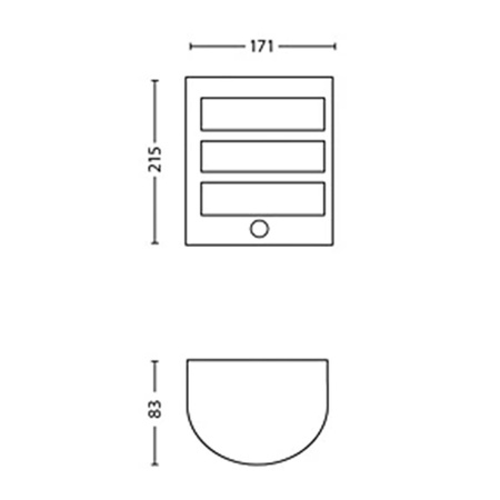 Zahradní nástěnné svítidlo LED PYTHON 3,8W 2700K teplé IP44 antracit PHILIPS
