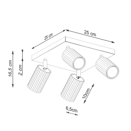 Stropní svítidlo Plafond 4x GU10 Aluminum Taupe Carbon Deep Space SL.1769 Sollux