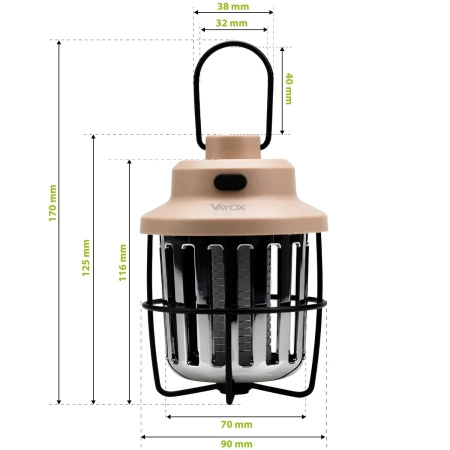 Elektrická insekticidní past UV lucerna 2v1 2,5W na mouchy komáry hmyz VAYOX