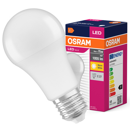LED žárovka A60 E27 10W = 75W 1055lm 2700K Warm 150° VALUE CLASSIC Osram