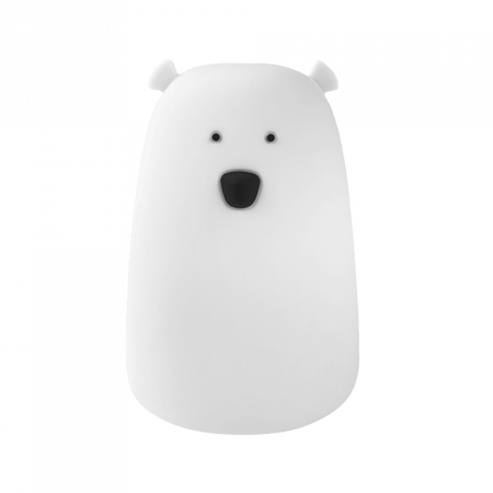 Dětské noční LED světlo 0,4W 3000K teplé + vícebarevné RGB USB dobíjecí 1200mAh bílé + dálkové ovládání VELKÝ MÉĎA MEDVÍDEK