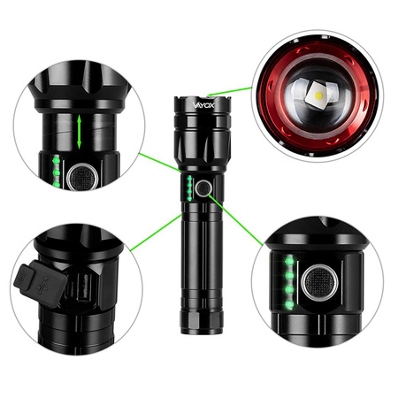 Taktická ruční svítilna Výkonná 30W 1060lm Pro Series VA0108 Vayox