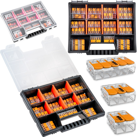 Rychlospojky WAGO Instalační konektory Sada 60 kusů - 25x 221 2x4mm + 25x 3x4mm + 10x 5x4mm