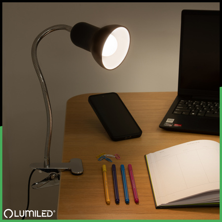 Stolní lampa Stolní nastavitelná DONA Školní noční světlo E27 Klip Černá LUMILED