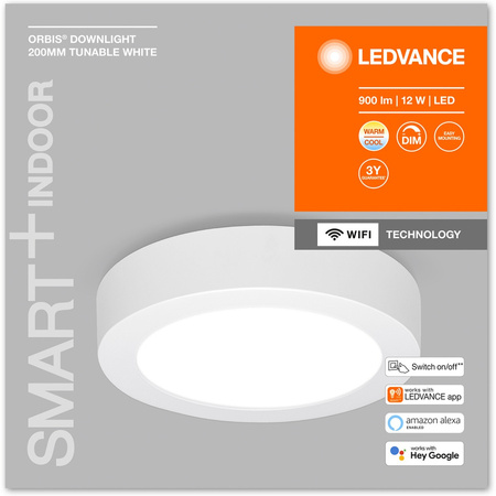 LED stropní svítidlo ORBIS DOWNLIGHT 12W 900lm CCT 20cm SMART+ WIFI LEDVANCE