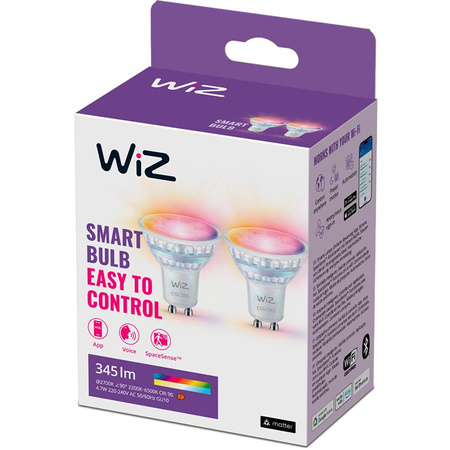 2x LED žárovka GU10 PAR16 4,7W = 50W 2200-6500K + RGB SMART WiFi/Bluetooth WiZ