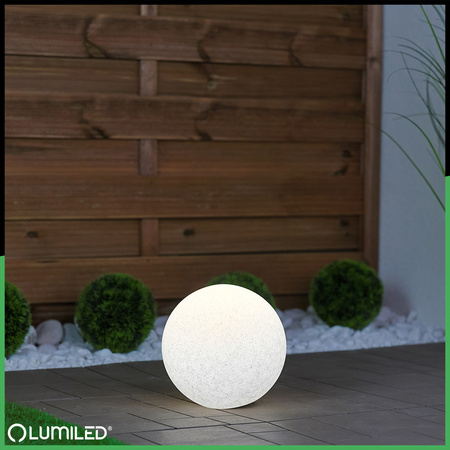 Venkovní lampa E27, KAMENNÁ KOULE LED IP65 20cm LUMILKULA LUMILED