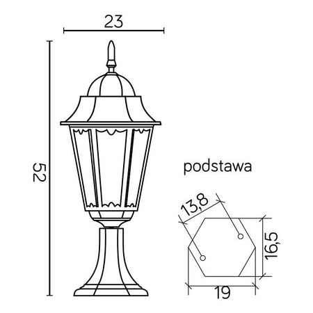 Venkovní stojací zahradní lampa Retro Classic II K 4011/1 H E27 52cm Su-Ma
