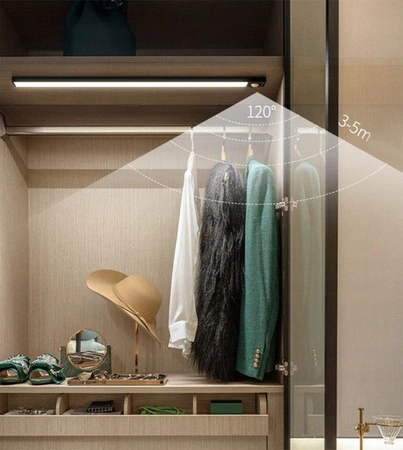 LED lišta na nábytek pod skříňovou lampu 2W 4500K 40cm s pohybovým senzorem černá