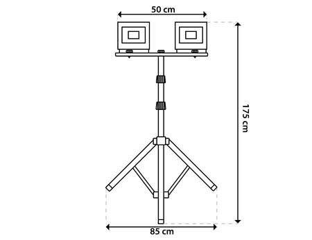 LED reflektor ZUNA2 Halogenová lampa 2x 30W 6500K na stojanu + kabel + hermetický konektor LUMILED