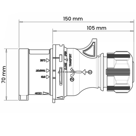 Pevná napájecí zástrčka 32A 400V 5P IP44 Hermetická