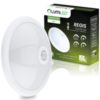 2x E27 Plafon LED Stropní svítidlo, snímač pohybu a soumraku 30cm IP44 kulatý Bílý REGIS LUMILED