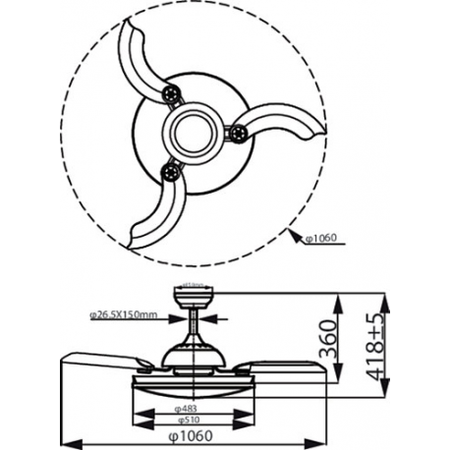 LED stropní svítidlo Plafond s ventilátorem ATLAS 28W + 35W CCT + dálkové ovládání Satin PHILIPS