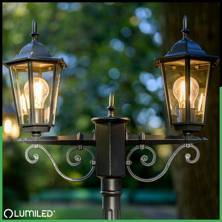 Venkovní zahradní lampa E27, LED sloupek lucerna 200cm BELLIS LUMILED