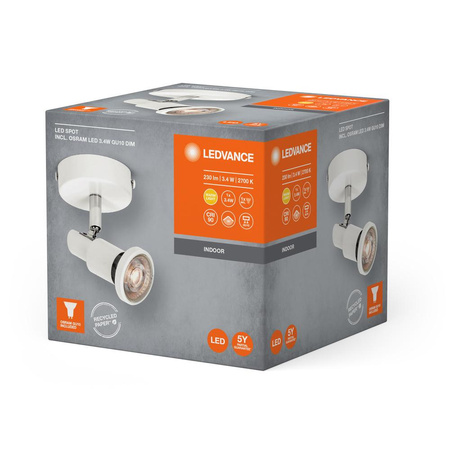 LED stropní nástěnné svítidlo Nástěnná povrchová montáž 3,4W 230lm 3000K Teplá stmívatelná bílá LED Spot Ledvance