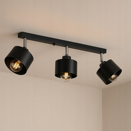 Spot Tuba Stropní svítidlo Reflektor Halogenové svítidlo 3x E27 Pohyblivé Černá Elza Masterled