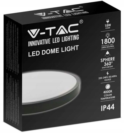 Stropní LED koupelnové panelové svítidlo 18W 1800lm 4000K IP44 23cm kulatá černá