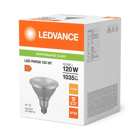 LED reflektorová žárovka E27 PAR38 13,5W = 120W 1035lm 2700K teplá bílá 30° Ledvance