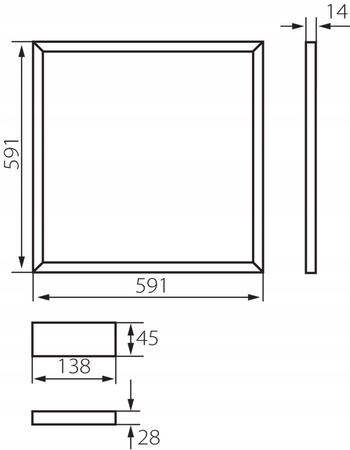 Osvětlovací rámeček LED lampa 60x60 40W 3600lm 4000K neutrální 110° pod omítku bílá AVAR KANLUX