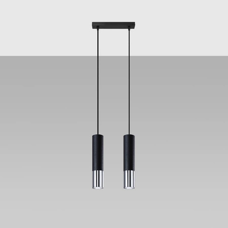 LED závěsné stropní svítidlo LOOPEZ 2xGU10 Black Chrome SOLLUX
