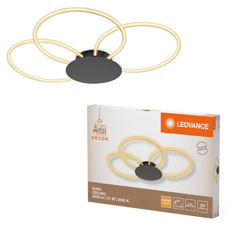 LED dekorativní stropní svítidlo 21W 2200lm 3000K teplé stmívatelné šedé Dekor Ledvance