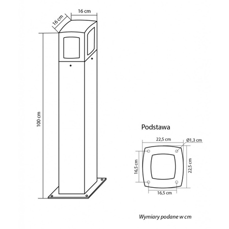 Venkovní LED zahradní sloupová lampa TALES 100cm E27 IP65 Su-Ma
