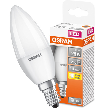 LED žárovka B37 svíčka E14 3,3W = 25W 250lm 2700K teplá bílá 180° STAR CLASSIC Osram