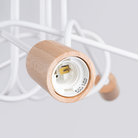 Stropní svítidlo Lustr Spider Pendant 5x E27 Přírodní dřevo White Ember Peach Puff SL.1475 Sollux