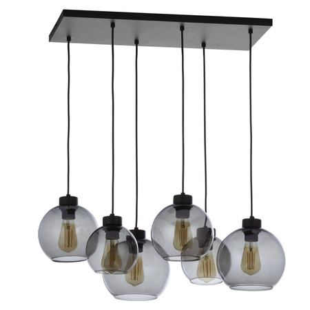 CUBUS GRAPHITE Závěsné stropní svítidlo Černý grafitový skleněný lustr Moderní 6xE27 2833 TK Lighting