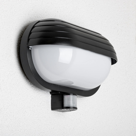 Zahradní nástěnná lampa FRODA E27 IP44 s PIR senzorem černá