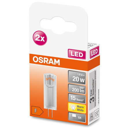 LED žárovka G4 CAPSULE 1.8W = 20W 200lm 2700K Teplá bílá 300° OSRAM Star 2x