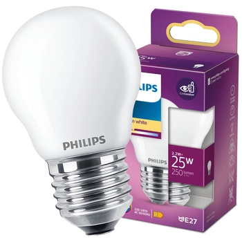 LED žárovka E27 P45 2.2W = 25W 250lm 2700K Teplá bílá vlákno PHILIPS