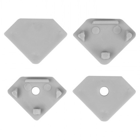 LED rohový hliníkový profil, povrchově eloxovaný 2m s mléčným stínítkem pro LED pásky + koncovky Ecolight řady R