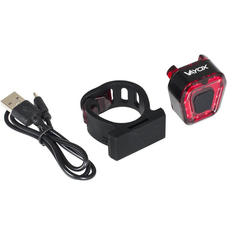 Zadní světlo na kolo LED zadní světlo USB červené s dobíjecí baterií 5 světelných režimů VAYOX