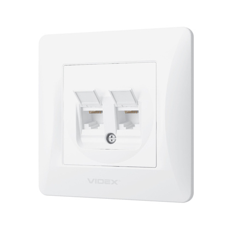 Dvojitá počítačová zásuvka RJ45 pod omítku bílá BINERA VIDEX