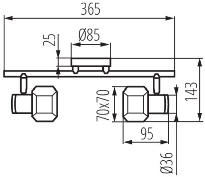 Svítidlo stropní GLASO 2xG9 chrom 37cm Kanlux