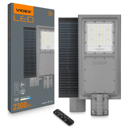 Solární reflektor se senzorem 100W 2300lm 5000K Neutrální 130° 3,2V IP65 IK07 Šedá VIDEX