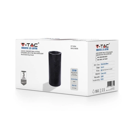 LED nástěnné svítidlo GU10 do betonu Tmavě šedá Tuba IP20 VT-894 V-TAC